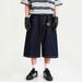 KOOSSOASIS American Vintage Denim Seven-Point Denim Shorts Men's And Women's Loose Straight Wide-Leg Eight-Point Pants Couple Casual Pants Tide_mkmklike.com