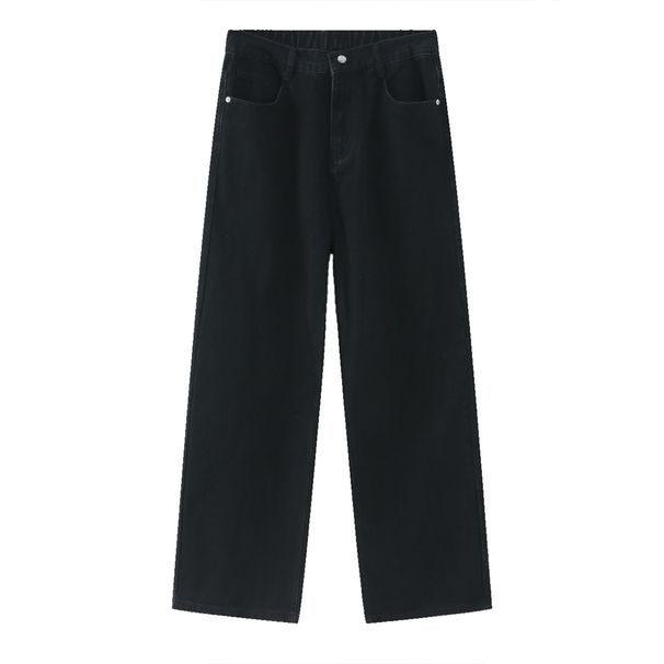 K Men's Elastic Waisted Retro Distressed Loose Straight Leg Casual Jeans_mkmklike.com