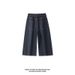 American High Street Style Diagonal Cut Patchwork Washed Cropped Pants, Trendy Brand, Cool And Casual, Loose Wide-leg_mkmklike.com