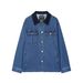 "Retro Corduroy-Collar Denim Jacket For Women – Classic Workwear Style (XS-L, Light Blue)"_mkmklike.com