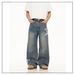 Men's Retro American Style Cleanfit Blue Wide Leg Trousers Straight Leg Jeans Floor Length Washed Versatile_mkmklike.com