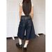 Colorful Star Pocket Denim Capri Pants Summer Style for Men And Women Paris Button Design Wide Leg Mid-Length Jeans_mkmklike.com