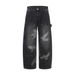 Men's Unique Design Scimitar Pigeon Print Jeans Street Style Punk Washed Logging Workwear Wide-Leg Pants_mkmklike.com