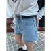 Women's Clothing Style Women's Denim Shorts Casual Summer A-Line Slim Fit Hot Pants Wide Leg Rolled Hem Hot Girl_mkmklike.com