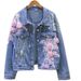 Women's Clothing Denim Short Jacket Loose Spring And Autumn New Heavy Embroidery Three Dimensional Flower Holes Tops_mkmklike.com