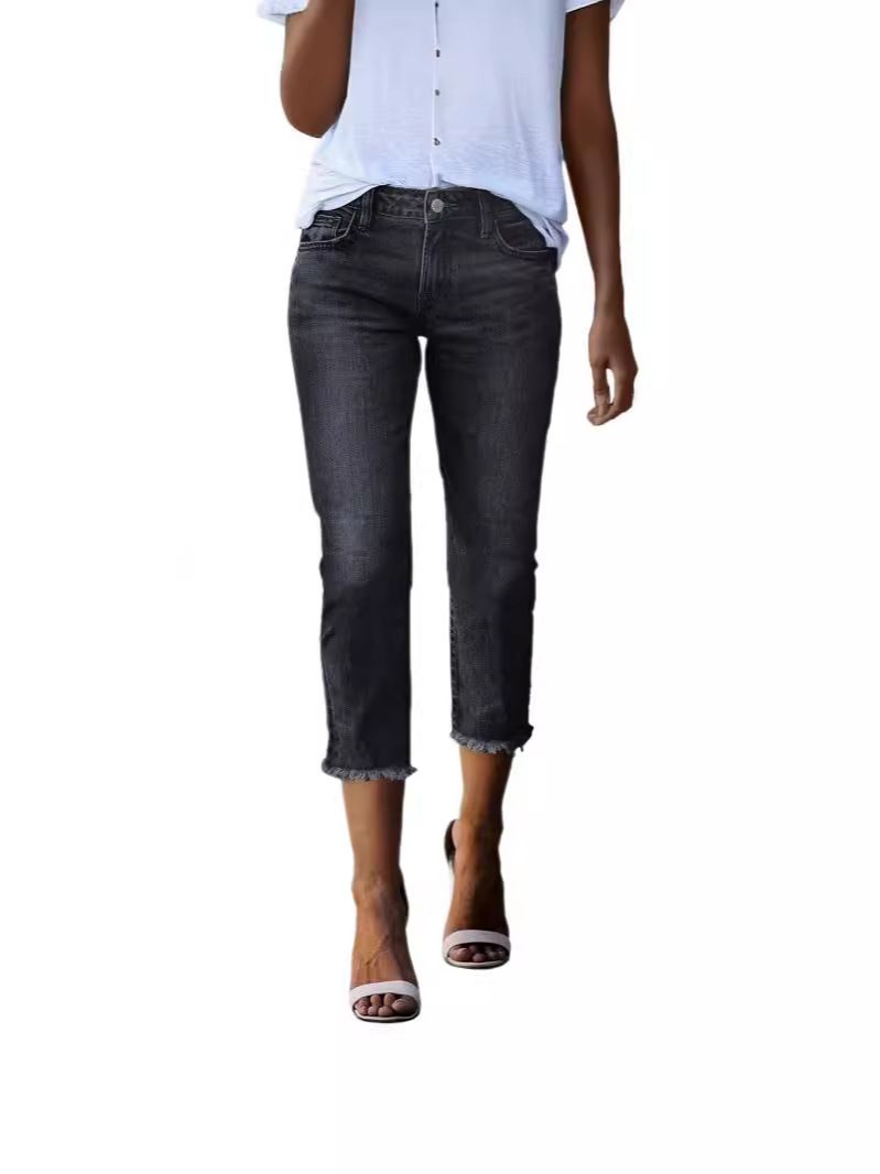 K Fashionable Retro Slim Fit Elastic Jeans For Women_mkmklike.com