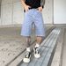 Men's Clothing New Trendy Korean Style Ripped Jacquard Denim Shorts Men's Summer Thin Loose Casual Men's Five Point Jeans_mkmklike.com