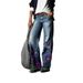Women's Wide Leg Flare Pants Faux Denim With Five-Pointed Star Print Bohemian Casual Beach Style Cotton Jeans For Spring/Autumn & Summer_mkmklike.com