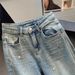 Women's High Waist Flared Jeans With Star Embroidery & Rhinestone Details, Wide Leg Long Pants For Casual & Office Wear _mkmklike.com