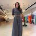 Women's Clothing fashion striped print navel baring top high waist wide leg pants suit_mkmklike.com