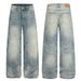 Unisex High Street Wide-Leg Bootcut Denim Pants Distressed Starlight Embroidered Jeans 92.8% Cotton Blue S-XL_mkmklike.com