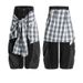 Men's Clothing American Retro Plaid Skirt Stitching Scimitar Jeans Hip Hop Wide Leg Pants For Men And Women_mkmklike.com