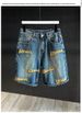 Letter Embroidered Denim Shorts Men's 2026 Summer American Loose Casual Pants Teen Student Five-point Pants, Blue 28_mkmklike.com