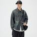 Denim Long Sleeved Shirt In Spring Autumn New Washed And Worn American Style Lapel Workwear Jacket For Men_mkmklike.com