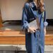 ELLE Denim Shirt For Women Spring Vintage Loose Slimming Lazy Style Casual Versatile Long Sleeve Dress_mkmklike.com