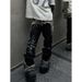 American Street Style European And American Niche Camouflage Patchwork Jeans Men's Trendy Brand Yabi Slightly Flared Loose Ripped Jeans_mkmklike.com
