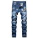 Men's Distressed Jeans Cross Border Supply Personalized Camouflage Patchwork Trendy American Jeans_mkmklike.com