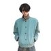 Hermitcreate Men's Peacock Green Washed Cotton Short Jacket - Lightweight Casual Workwear Coat With Stand Collar & Side Pockets_mkmklike.com