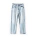Vintage Washed Denim Jeans For Men - Relaxed Fit, Heavy Duty Cotton, Classic Straight Leg, Light Blue, S-Xxl_mkmklike.com