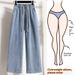 Plus-size Women's Elastic Waist Jeans, Mid-rise, Slimming, Thin Straight-leg Pants, Loose And Versatile Wide-leg Pants_mkmklike.com
