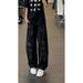 Men's White Graffiti Jeans Straight Leg Loose Fit Wide Leg American High Street Style Trendy And Unique Design_mkmklike.com