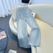 Women's High-Waisted Wide-Leg Jeans Vintage Washed Denim Stretch Comfort Casual Office Wear_mkmklike.com