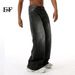 EF JEANS | 2024 New American Retro Design Lightning Pattern Washed Jeans Loose Straight Wide Legs_mkmklike.com