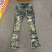 Vintage Embroidered Flare Jeans – High Waisted Distressed Denim With Boho Patchwork & Raw Hem (S-3XL)_mkmklike.com