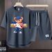 Men's Clothing 2024 Waffle Casual Summer Suit Men's Loose Teen Short sleeved T shirt Shorts Handsome Two piece Suit_mkmklike.com