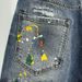 Men's Clothing Washed Blue Ripped Denim Shorts Men's Trendy Ink Splash Graffiti Slim Fit Five Point Pants_mkmklike.com