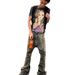 Suitable For All Seasons High Street Solid Color Gradient Yellow Mud Dyed Vintage Washed Personality Flared Casual Pants Jeans Blue Cotton_mkmklike.com