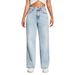 Women's Light Wash Relaxed Fit Jeans – 90% Cotton Straight-Leg Denim Pants (Breathable, Sweet & Casual Style, Perfect For Everyday Wear)_mkmklike.com