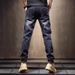 New Black And Gray Jeans Men's Slim-fitting Straight Trendy Brand Elastic Pants Casual Men's Scratched Trousers_mkmklike.com