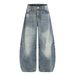 Men's Loose Wide Leg Curved Trousers Airplane Buckle Design Retro Style Whisker Pattern Ready For Wholesale_mkmklike.com