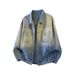 Gradient Dye Floral Embroidery Denim Jacket Spring/Autumn American Style Long Sleeve Outerwear for Men And Women_mkmklike.com
