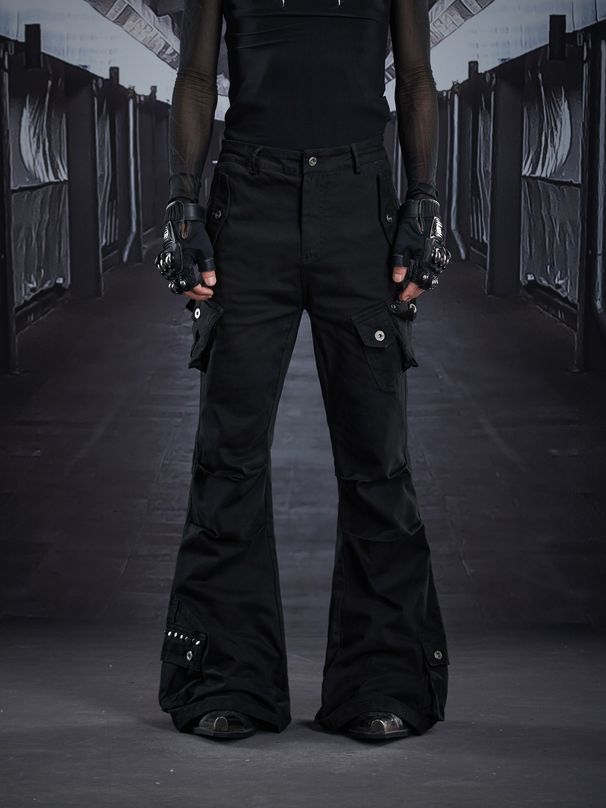 Stretch Slim-Fit High-Waisted Flared Pants With Multi-Pockets – Leg-Lengthening & Versatile (Unisex Casual Trousers)_mkmklike.com
