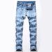 "Men's Light Wash Stretch Jeans – Straight Leg Vintage Style In Blue & Nostalgic White (Sizes 28-42)"_mkmklike.com