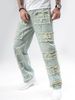 Men's Non Stretch Motorcycle Jeans Straight Leg Street Splicing With Frayed Edges And Holes Denim Pants Trendy Casual High Street Jeans_mkmklike.com