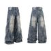 TKPA America Style Desig, Pleated Hagig Jeas, High Street Tredy Brad, Washed Wor Wide Leg Pats For Me Ad_mkmklike.com