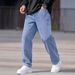 "Men's Summer Loose Straight Leg Jeans – Trendy Light Blue Denim Pants (1046 Blue/Black/Washed Black, S-XXL)"_mkmklike.com