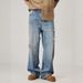 Men's High End Retro Washed Distressed Loose Straight Leg Jeans Light Color Casual Drape Fit American Style_mkmklike.com