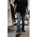 High Street Distressed Bootcut Jeans – Acid Wash Splatter Paint & Fringe Hem (S-3XL, Raw Edge Destroyed Denim, Unisex Streetwear)_mkmklike.com