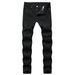 Men's Clothing Slim Fit Straight Leg Jeans With Ripped Holes, Casual Motorcycle Style, Distressed Men's Trousers_mkmklike.com