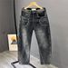 Men's Clothing Men's Patchwork Design Curved Blade Jeans Trendy Brand Washed Loose Straight Leg Wide Leg Jeans Spring Autumn_mkmklike.com