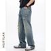 Men's Clothing Fashion Retro Washed Ripped Jeans Wide Leg Loose Casual Floor Mopping Trousers_mkmklike.com