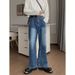 Men's Wide Leg Blue Jeans Spring Summer Korean Style Trendy Loose Straight Leg Pants Versatile_mkmklike.com