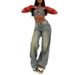High Waisted Wide Leg Jeans for Women European American Style Retro Washed Straight Leg Loose Fit Slimming Floor Length Sexy Denim Trousers_mkmklike.com