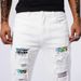 Men's Skinny Jeans White All Season European American Style Motorcycle Ripped Patch Slim Stretch Denim_mkmklike.com
