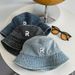 Hot Sale Summer Denim Bucket Cap Women Simple Letter Fisherman Hat Unisex Cotton Sunscreen Panama Hats Outdoor Beach Caps_mkmklike.com