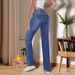Women's Fleece-Lined Winter Jeans – High-Waisted Stretch Denim With Cozy Inner Fluff, Zip & Button Closure | Relaxed Fit, Blue Wash | S-XL_mkmklike.com